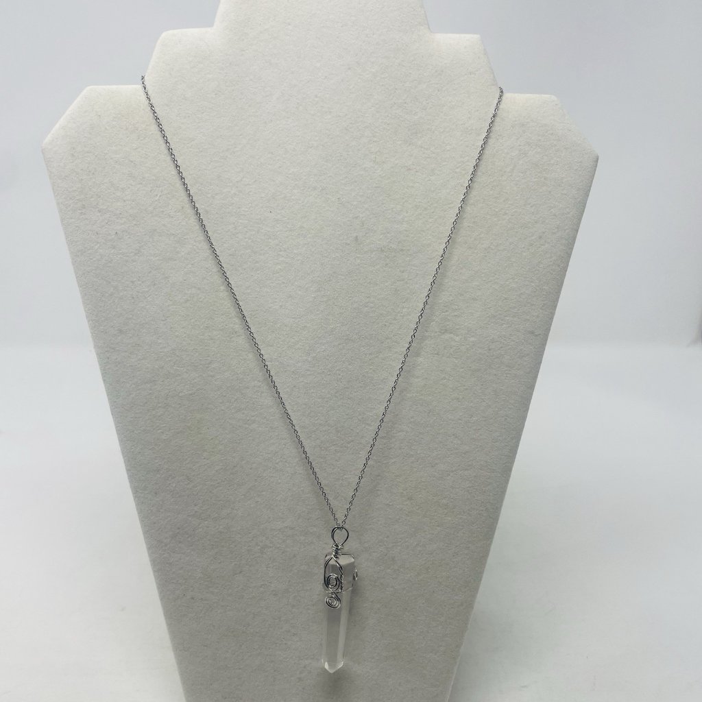 Shop Lc Clear Glass Pendant In Silvertone With Stainless Steel Chain 20in 5221